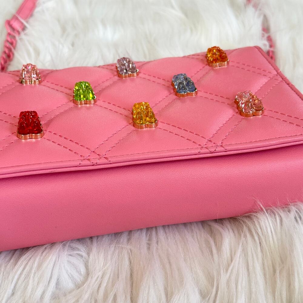 Betsey Johnson Sybil G Quilted Crossbody Gummy Bear Bag Faux Leather, Pink - Picture 5 of 9